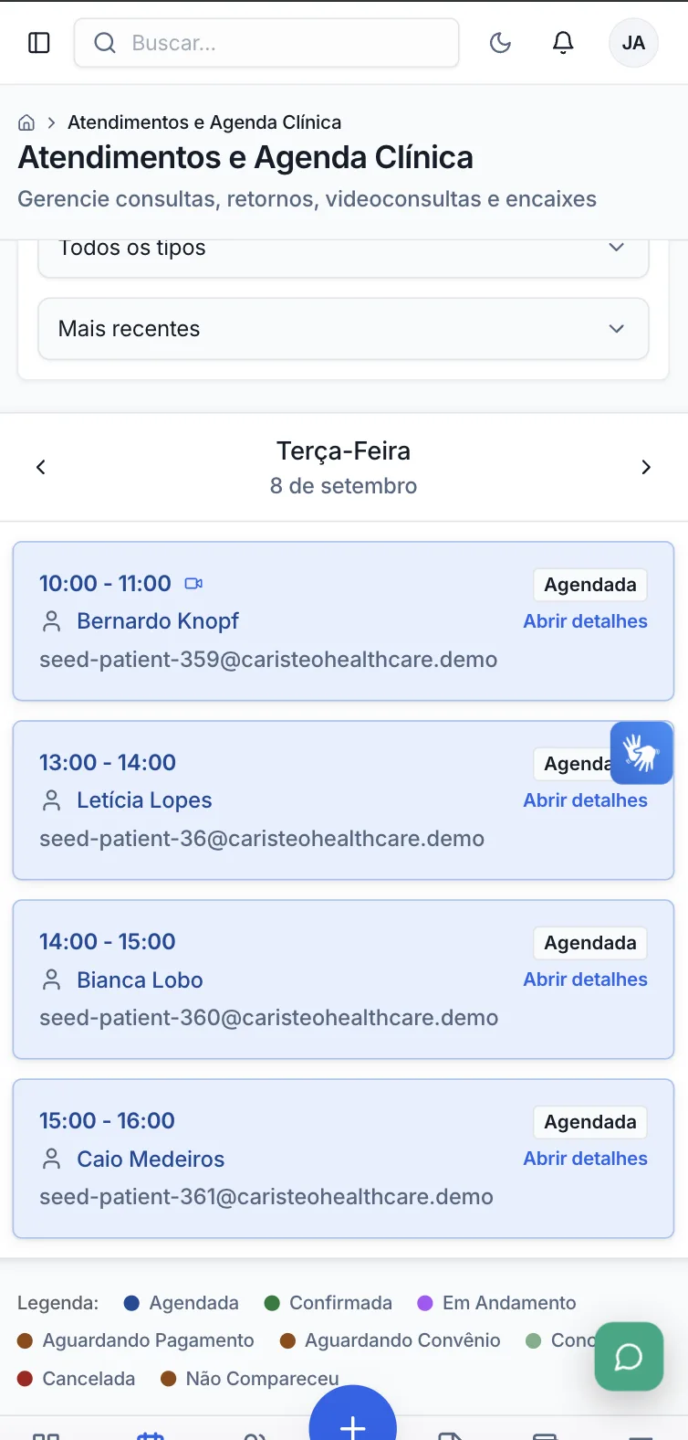 Agenda demonstrativa no celular.